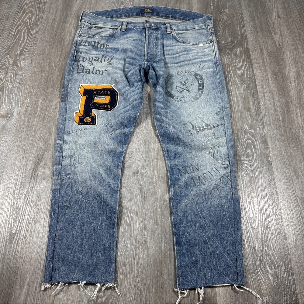 Polo Ralph Lauren Sullivan Slim-Fit Jeans with Patches Men’s 30x27 RAW HEM